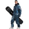 GSOU SNOW Ski Suits Women Men One Piece Snow Suits Waterproof Windproof Men Snowsuit Insulated Ski Jumpsuit for Snow Sports(Blue White)