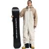 GSOU SNOW Ski Suits Women Men One Piece Snow Suits Waterproof Windproof Men Snowsuit Insulated Ski Jumpsuit for Snow Sports(Khaki Beige)