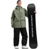 GSOU SNOW Snowboard Jacket Womens Ski Jacket Mens Snow Coat Baggy Waterproof Insulated Winter Hooded Mountain Coats(Army Green)