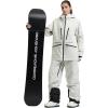 GSOU SNOW Snowboard Jacket Womens Ski Jacket Mens Snow Coat Baggy Waterproof Insulated Winter Hooded Mountain Coats(Beige)