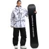 GSOU SNOW Snowboard Jacket Womens Ski Jacket Mens Snow Coat Baggy Waterproof Insulated Winter Hooded Mountain Coats(Black White)
