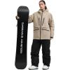 GSOU SNOW Snowboard Jacket Womens Ski Jacket Mens Snow Coat Baggy Waterproof Insulated Winter Hooded Mountain Coats(Caramel)