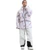 GSOU SNOW Snowboard Jacket Womens Ski Jacket Mens Snow Coat Baggy Waterproof Insulated Winter Hooded Mountain Coats(Pink White)