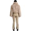GSOU SNOW Women Ski Suit One Piece Snowsuit Snowboard Faux Fur Collar Slim Jumpsuit Jacket Insulated Windproof Outdoor Winter(Beige-1)