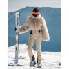 GSOU SNOW Women Ski Suit One Piece Snowsuit Snowboard Faux Fur Collar Slim Jumpsuit Jacket Insulated Windproof Outdoor Winter(Beige-1)