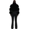 GSOU SNOW Women Ski Suit One Piece Snowsuit Snowboard Faux Fur Collar Slim Jumpsuit Jacket Insulated Windproof Outdoor Winter(Black)