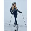 GSOU SNOW Women Ski Suit One Piece Snowsuit Snowboard Faux Fur Collar Slim Jumpsuit Jacket Insulated Windproof Outdoor Winter(Black White)
