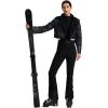 GSOU SNOW Women Ski Suit One Piece Snowsuit Snowboard Faux Fur Collar Slim Jumpsuit Jacket Insulated Windproof Outdoor Winter(Black White)