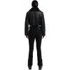 GSOU SNOW Women Ski Suit One Piece Snowsuit Snowboard Faux Fur Collar Slim Jumpsuit Jacket Insulated Windproof Outdoor Winter(Black White)
