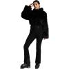 GSOU SNOW Women Ski Suit One Piece Snowsuit Snowboard Faux Fur Collar Slim Jumpsuit Jacket Insulated Windproof Outdoor Winter(Black-2)