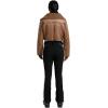 GSOU SNOW Women Ski Suit One Piece Snowsuit Snowboard Faux Fur Collar Slim Jumpsuit Jacket Insulated Windproof Outdoor Winter(Brown Black)