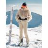 GSOU SNOW Women Ski Suit One Piece Snowsuit Snowboard Faux Fur Collar Slim Jumpsuit Jacket Insulated Windproof Outdoor Winter(Khaki-2)