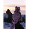 GSOU SNOW Women Ski Suit One Piece Snowsuit Snowboard Faux Fur Collar Slim Jumpsuit Jacket Insulated Windproof Outdoor Winter(Pink)