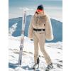 GSOU SNOW Women Ski Suit One Piece Snowsuit Snowboard Faux Fur Collar Slim Jumpsuit Jacket Insulated Windproof Outdoor Winter(White-2)
