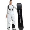 GSOU SNOW Womens Baggy Snowboard Pants Ski Bibs Snow Loose Overalls Waterproof Windproof Insulated Warm(White)