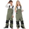 GSOU SNOW Kids Snow Bibs Boys Girls Ski Bib Snowboard Pants Insulated Waterproof Winter Overalls(3-16Years)(Army Green)