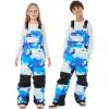 GSOU SNOW Kids Snow Bibs Boys Girls Ski Bib Snowboard Pants Insulated Waterproof Winter Overalls(3-16Years)(Blue Tie-dye)