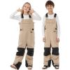 GSOU SNOW Kids Snow Bibs Boys Girls Ski Bib Snowboard Pants Insulated Waterproof Winter Overalls(3-16Years)(Caramel)