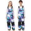 GSOU SNOW Kids Snow Bibs Boys Girls Ski Bib Snowboard Pants Insulated Waterproof Winter Overalls(3-16Years)(Purple Tie-dye)