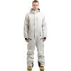GSOU SNOW Men Ski Suit One Piece Snowsuit Snowboard Jumpsuit Jacket Pant Set Insulated Windproof Outwear Winter(Beige)