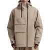 GSOU SNOW Mens Ski Jacket Baggy Snowboard Jacket Womens Insulated Snow Jacket Waterproof Windproof Loose Ski Coat for Skiing(Brown-1)