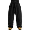 GSOU SNOW Mens Snow Pants Women Baggy Snowboard Pants Loose Fit Insulated Windproof Waterproof for Ski Hiking Winter Outdoor(Black)