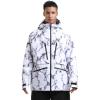 GSOU SNOW Snowboard Jacket Womens Ski Jacket Mens Snow Coat Baggy Waterproof Insulated Winter Hooded Mountain Coats(Black White)
