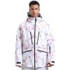 GSOU SNOW Snowboard Jacket Womens Ski Jacket Mens Snow Coat Baggy Waterproof Insulated Winter Hooded Mountain Coats(Pink White)