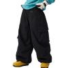 GSOU SNOW Women Men Ski Pants Snowboard Pants Super Baggy Snowboarding Loose Snow Sport Insulation Waterproof Windproof(Black 1)