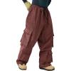GSOU SNOW Women Men Ski Pants Snowboard Pants Super Baggy Snowboarding Loose Snow Sport Insulation Waterproof Windproof(Burgundy4)