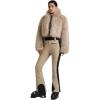 GSOU SNOW Women Ski Suit One Piece Snowsuit Snowboard Faux Fur Collar Slim Jumpsuit Jacket Insulated Windproof Outdoor Winter(Beige-1)