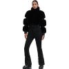 GSOU SNOW Women Ski Suit One Piece Snowsuit Snowboard Faux Fur Collar Slim Jumpsuit Jacket Insulated Windproof Outdoor Winter(Black)
