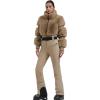 GSOU SNOW Women Ski Suit One Piece Snowsuit Snowboard Faux Fur Collar Slim Jumpsuit Jacket Insulated Windproof Outdoor Winter(Khaki)