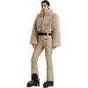 GSOU SNOW Women Ski Suit One Piece Snowsuit Snowboard Faux Fur Collar Slim Jumpsuit Jacket Insulated Windproof Outdoor Winter(Khaki-2)