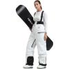 GSOU SNOW Womens Baggy Snowboard Pants Ski Bibs Snow Loose Overalls Waterproof Windproof Insulated Warm(White)