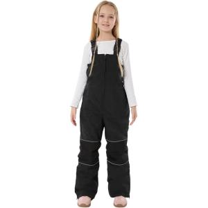 GSOU SNOW Kids Snow Bibs Girls Boys Snow Pants Ski Bib Overall Waterproof Windproof Warm for Winter (3-16Years)(Black)