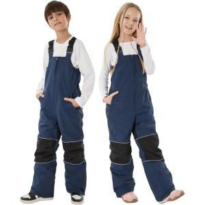 GSOU SNOW Kids Snow Bibs Girls Boys Snow Pants Ski Bib Overall Waterproof Windproof Warm for Winter (3-16Years)(Navy Blue)