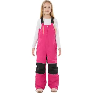 GSOU SNOW Kids Snow Bibs Girls Boys Snow Pants Ski Bib Overall Waterproof Windproof Warm for Winter (3-16Years)(Rose Red)