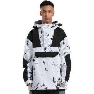 GSOU SNOW Men Ski Jacket Snowboard Snow Coat Warm Winter Waterproof Mountain Hooded(Black White)