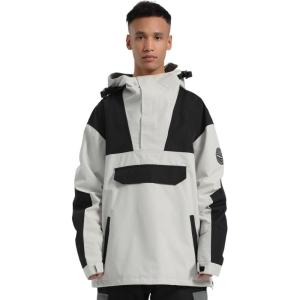 GSOU SNOW Men Ski Jacket Snowboard Snow Coat Warm Winter Waterproof Mountain Hooded(White Black)