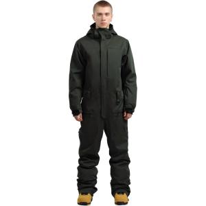 GSOU SNOW Men Ski Suit One Piece Snowsuit Snowboard Jumpsuit Jacket Pant Set Insulated Windproof Outwear Winter(Army Green)