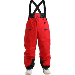 GSOU SNOW Men Snow Bibs Women Baggy Ski Pants Snowboard Overall Insulated Waterproof Windproof Warm Winter(Red)
