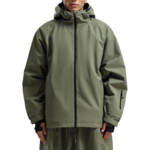 GSOU SNOW Mens Ski Jacket Baggy Snowboard Jacket Womens Insulated Snow Jacket Waterproof Windproof Loose Ski Coat for Skiing(Army Green)