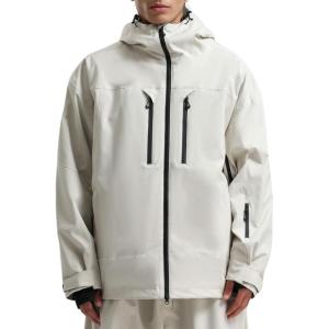 GSOU SNOW Mens Ski Jacket Baggy Snowboard Jacket Womens Insulated Snow Jacket Waterproof Windproof Loose Ski Coat for Skiing(Beige-100)
