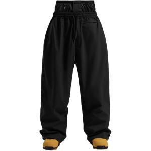 GSOU SNOW Mens Snow Pants Women Baggy Snowboard Pants Loose Fit Insulated Windproof Waterproof for Ski Hiking Winter Outdoor(Black)
