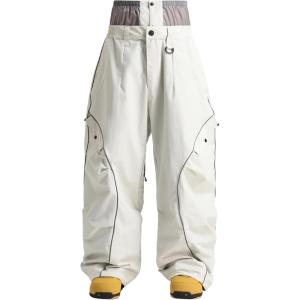 GSOU SNOW Men’s Snowboard Pants Waterproof Women Baggy Ski Pants Reflective Stripe Insulated Winter Snow Pants(Beige)