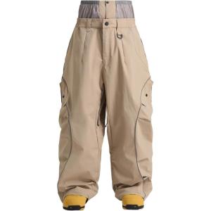 GSOU SNOW Men’s Snowboard Pants Waterproof Women Baggy Ski Pants Reflective Stripe Insulated Winter Snow Pants(Khaki)