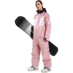 GSOU SNOW Ski Suits Women Men One Piece Snow Suits Waterproof Windproof Men Snowsuit Insulated Ski Jumpsuit for Snow Sports(Pink 2)