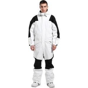 GSOU SNOW Ski Suits Women Men One Piece Snow Suits Waterproof Windproof Men Snowsuit Insulated Ski Jumpsuit for Snow Sports(White 1)