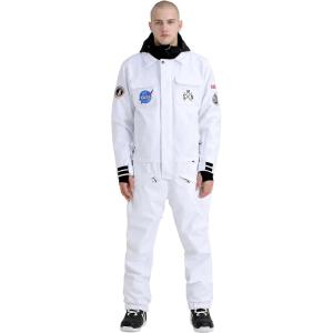 GSOU SNOW Ski Suits Women Men One Piece Snow Suits Waterproof Windproof Men Snowsuit Insulated Ski Jumpsuit for Snow Sports(White)